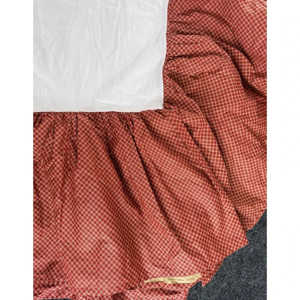 Chaps Ralph Lauren Home Elizabeth Queen Bed Skirt Red Tan Check Plaid Cotton 15